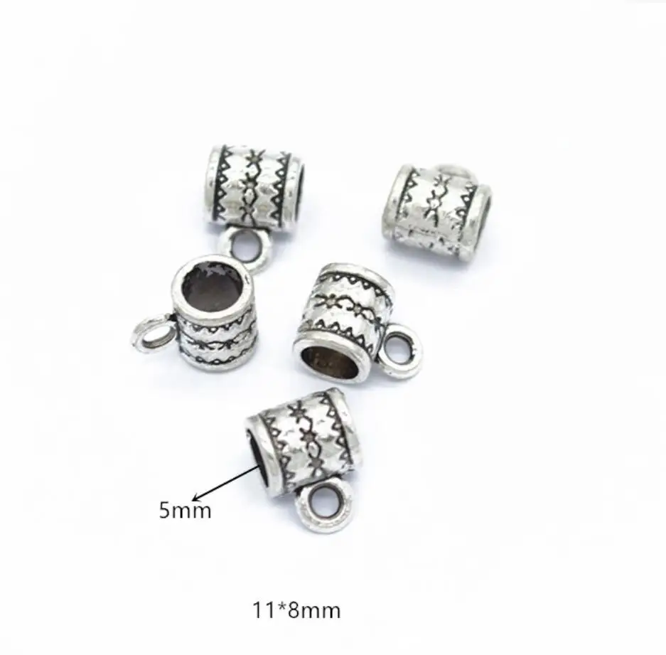 New 150pcs Bail bead Connector Charms 11*8mm Antique Silver Necklace Clasps for DIY Jewelry Findings Accessories F0081