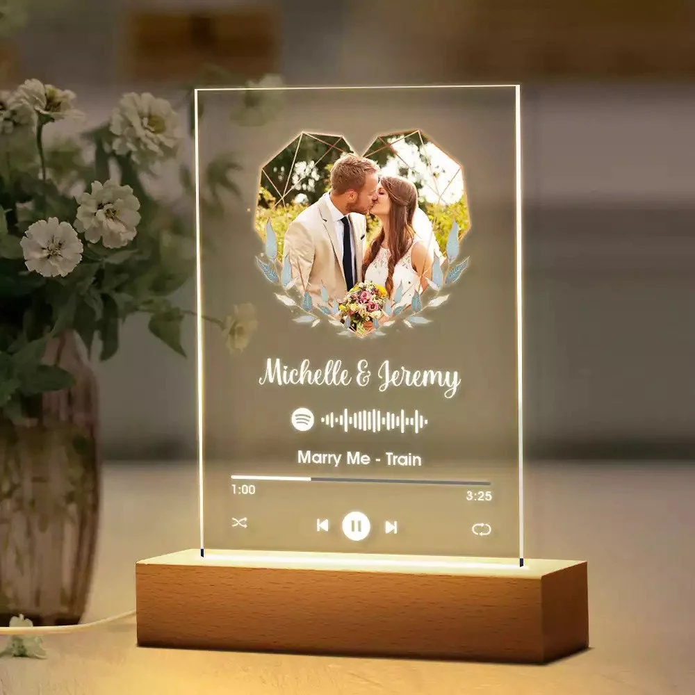 Personalized Music Photo Frame Night Light Customized Lovers Photo Frame For Anniversary Christmas Gift Support Dropshipping