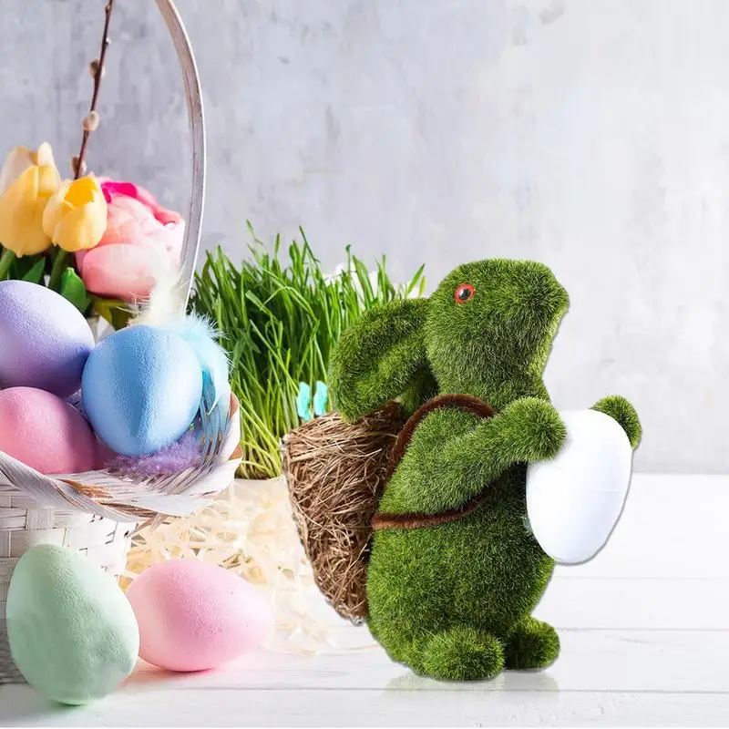 أرنب الطحلب الراتنج أرنب عيد الفصح يعانق بيضة حديقة عيد الفصح مصغرة أرنب الشكل الأرنب التماثيل عيد الفصح الحيوان أرنب قالب #3