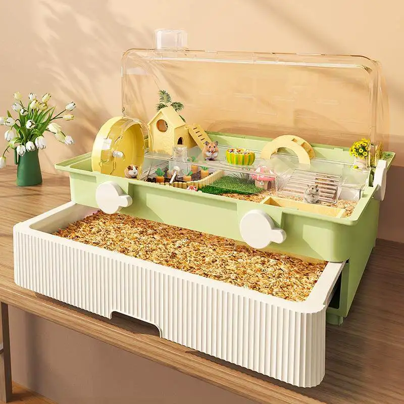 Hamster cage special golden bear oversized luxury villa drawer type 60 basic cage feeding box transparent hamster cage