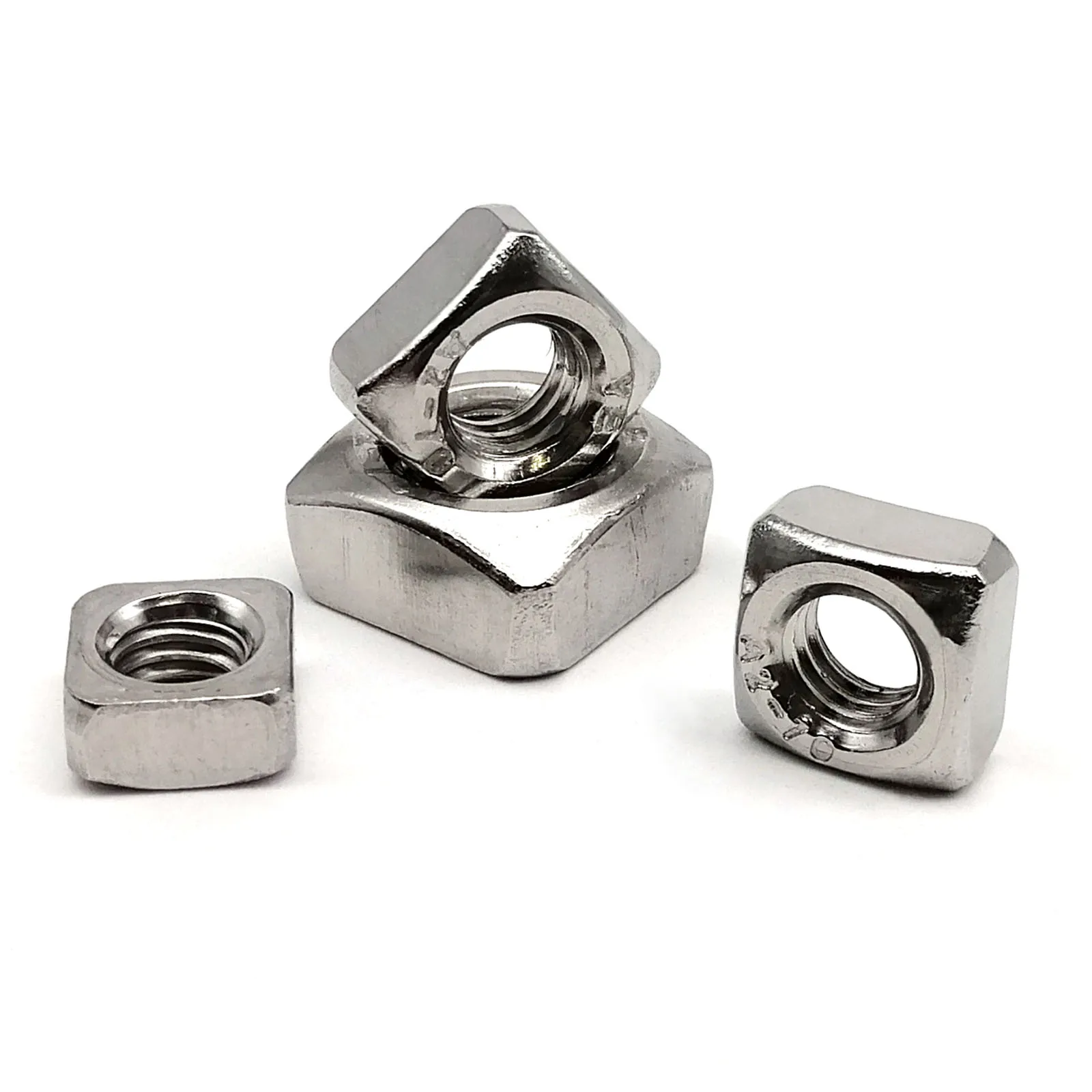 HZYUEGOU 20/50/100 Stück M3 M4 M5 M6 M8 M10 M12 DIN557 GB39 304 A2-70 Edelstahl Metrische Gewinde-Quadratmutter – Detail 3