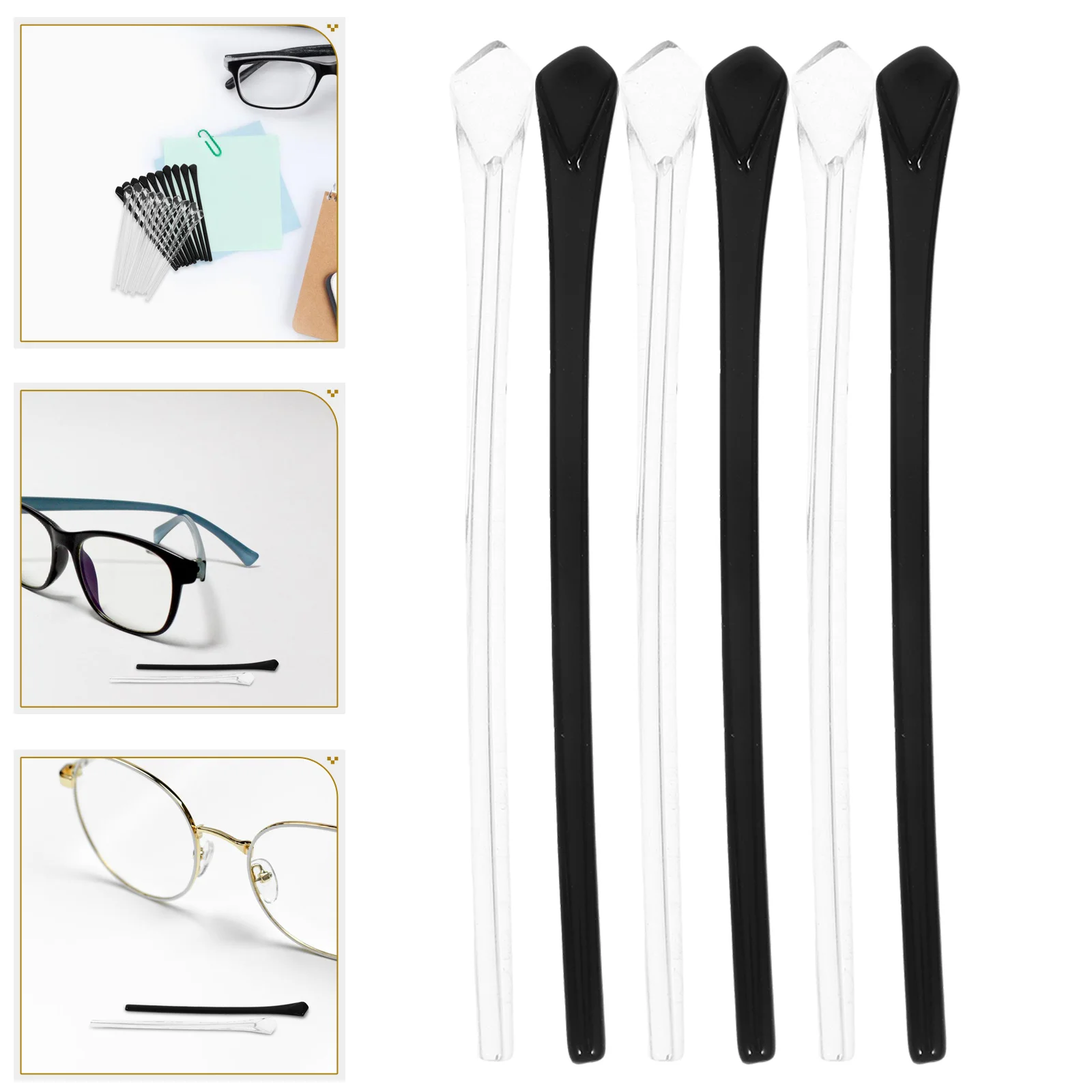 

Eyeglass Arms Replacement Anti-Slip Silicone Glasses Ear Grips Rubber Temple Covers Durable Dual Color Vintage Style