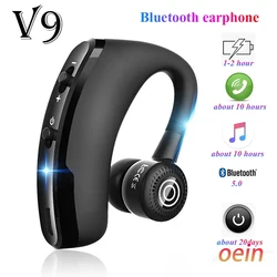 V9 Business Earphone 5.2 Bluetooth-compatible Wireless Headphone Ear Hook Hi-Fi Stereo Headset Hands Free Sport Earbuds with Mic