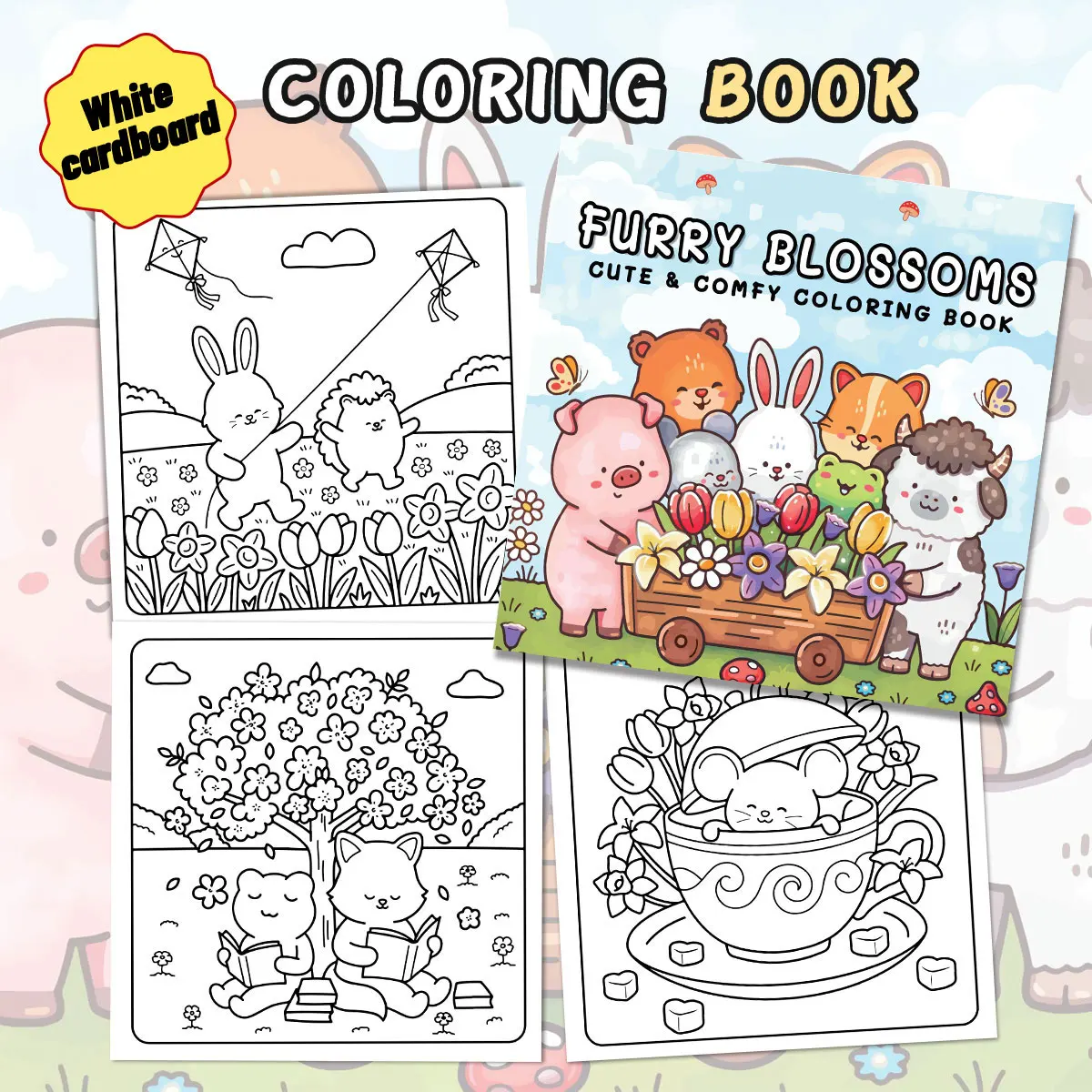 Cozy Friends Libros para colorear, personajes lindos, fácil colorear, para padres en casa: bricolaje infantil, relajarse, despierto, aumentar la creatividad