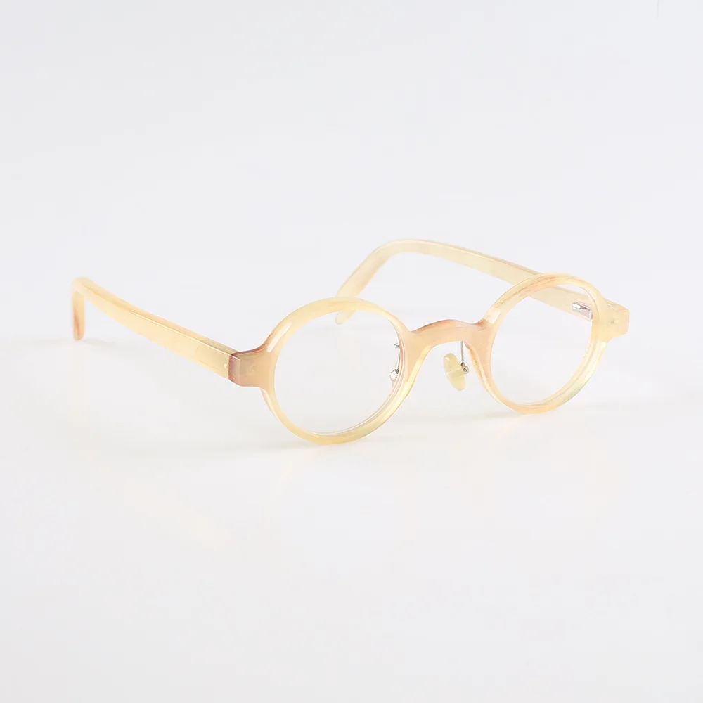 

Women Man Glasses Frames Vintage Round Retro Handmade Honey Horn Prescription Reading Eyeglass Frames Optical Lenses Eyeglasses