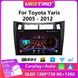 For Toyota Yaris 2005-2012 Android 13 Car Multimedia Player Radio Wireless Carplay 4G GPS 2 Din Head Unit QLED Screen Autoradio