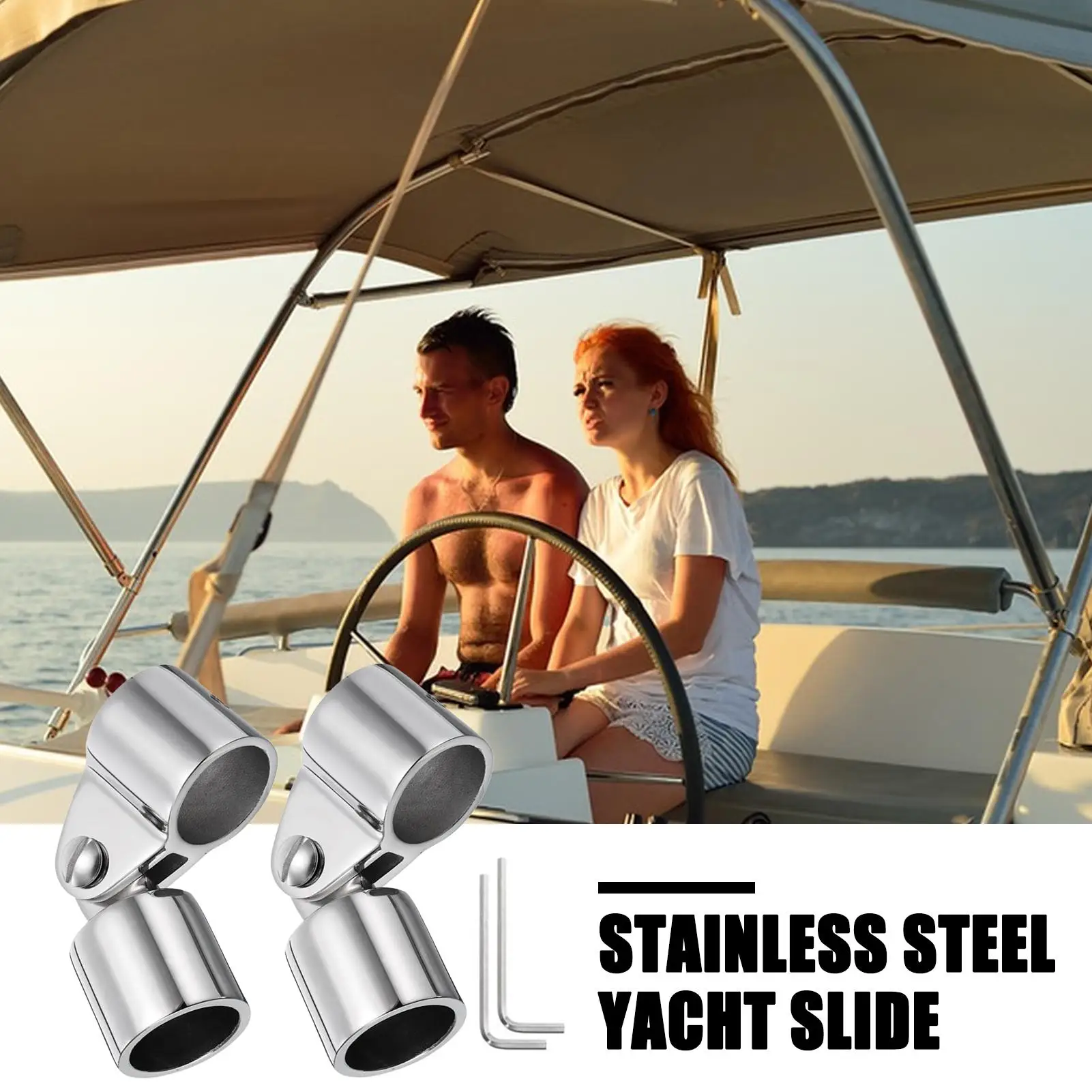

Marine Canopy Hardware Hinged Jaw Slide Stainless Steel 2 Pieces Anti-Rust Awning Fixings For Round Tube Deck Fitting