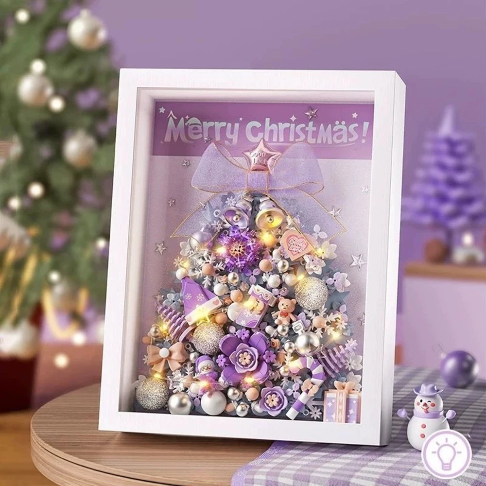 Christmas Tree Photo Frame With Lights Decoration A Christmas Gift For Girls Building Blocks Set