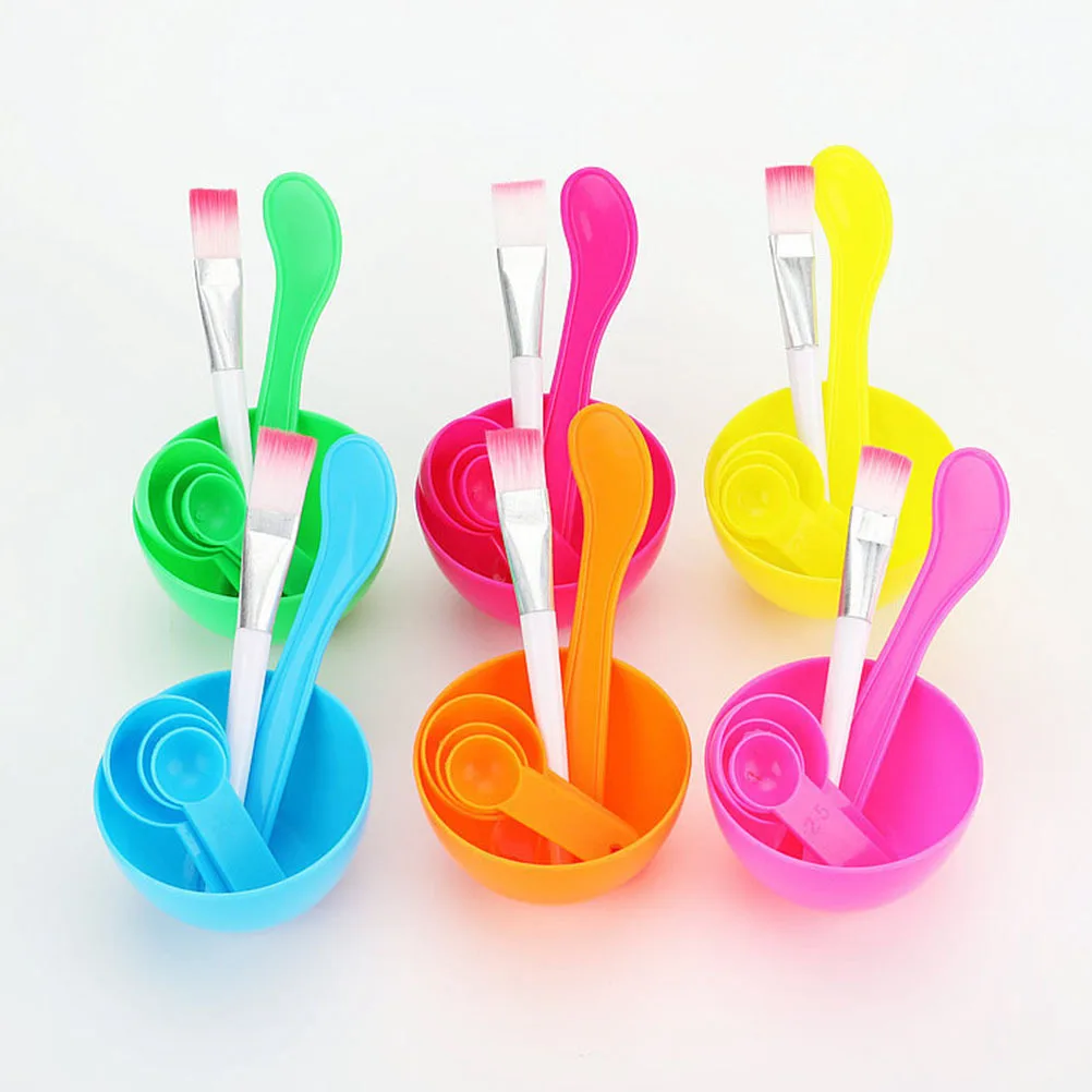 ชุดอุปกรณ์ทำมาส์กหน้า DIY 6 ชิ้น ชามผสมมาส์ก ทนทาน ทำความสะอาดง่าย เหมาะสำหรับการเดินทาง ดูแลความงามที่บ้าน ช้อนตวงพลาสติก