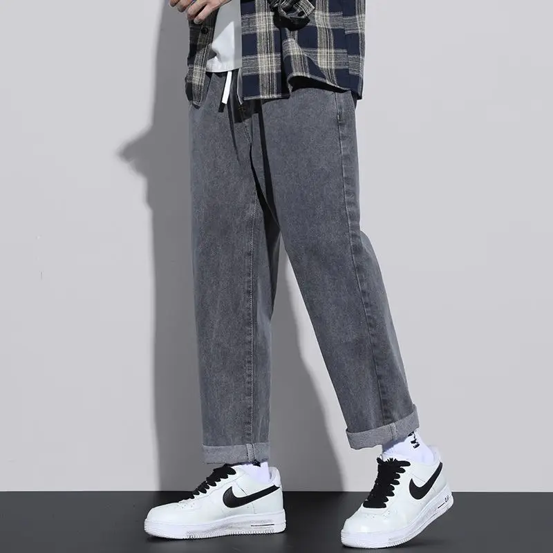 

2023 Spring Autumn Loose Pants Casual Fashion High Street Straight Wash Men's High Quality Jeans Retro Trend Denim Trousers A104