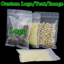 100PCS Frosted Plastic Ziplock Packaging Bag DIY Logo Print Flat Matcha Snack Sugar Spice Drip Coffee Chocolate Storage Pouches