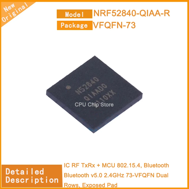 5Pcs/Lot  New Original  NRF52840-QIAA-R  NRF52840  Bluetooth Bluetooth v5.0 2.4GHz 73-VFQFN Dual Rows, Exposed Pad