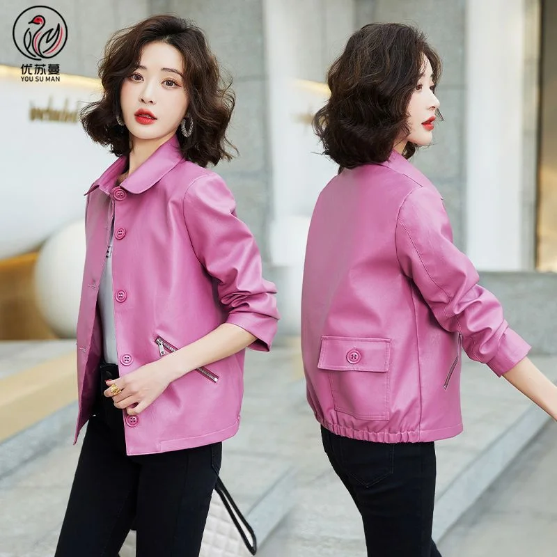 2025 Giacca in pelle da donna Primavera Autunno Moda Nuova tasca con cerniera allentata Capispalla monopetto Cappotto corto in pelle