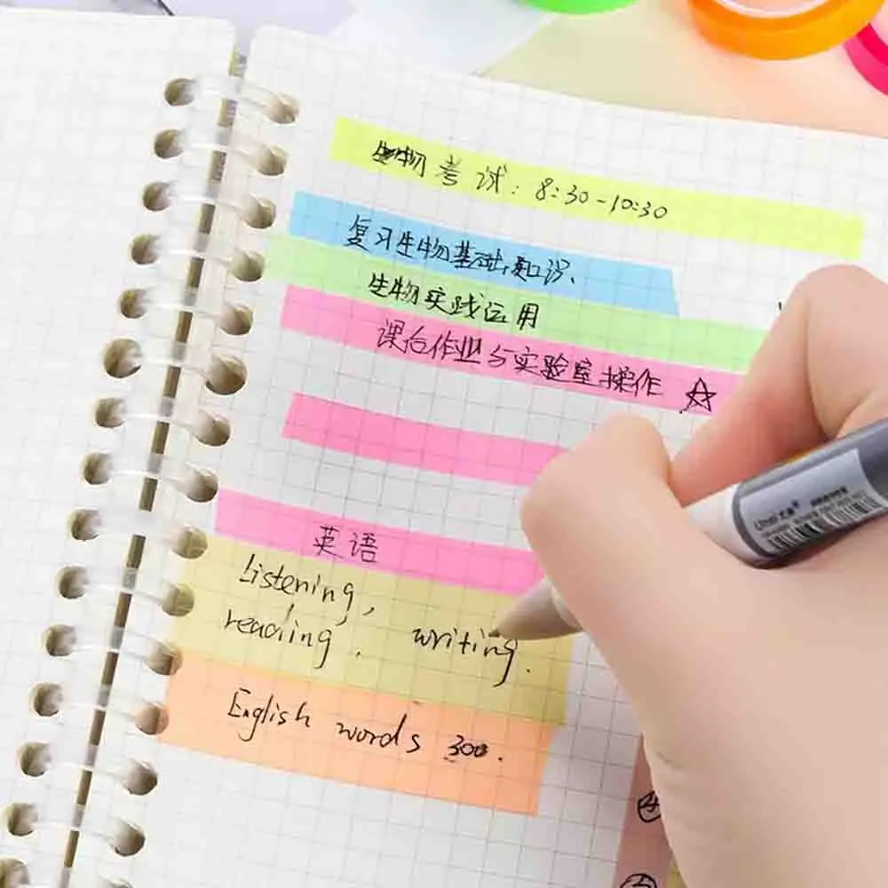 5 Colors Transparent Tabs Colorful Stickers Sticky Notes for Children Study Aid Office