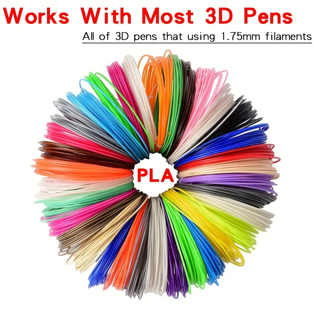 32 Colors 3D Pen Filament 1.75mm PLA, Each Color 10Feet(3m), Total 320 Feet (96m) 3D Pen Filament Refills, Random Color