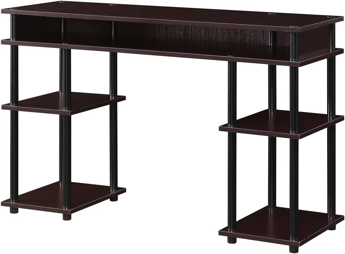 

Tools Student Contemporary Office Desk and Vanity with Shelves, 47.25" L x 15.75" W x 30" H, Espresso/Black