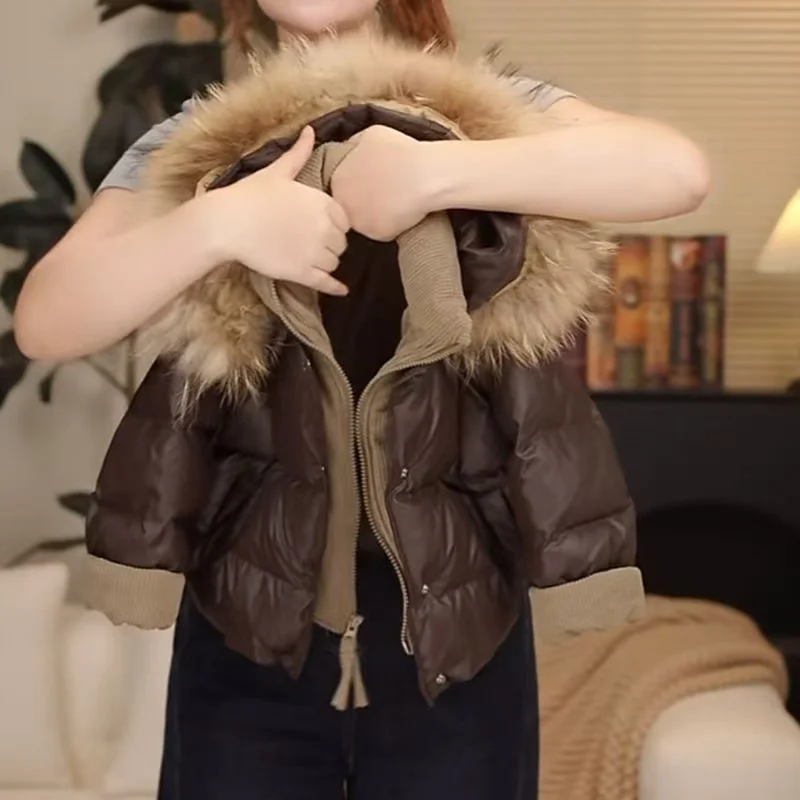 

Children's Winter Down Jacket 2025 New Boys' and Girls' Thick Warm Big Hair Collar Coat Kids Parkas Snow Jacket 110-160CM