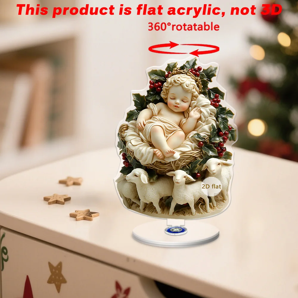 Christmas Angel Statue With Elegant Wing,2d Flat Acrylic Figurine,Home,Office,Cafe,Room,Studio,Display Case,Table Ornament Decor