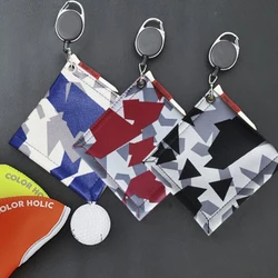 Square Golf Ball Cleaning Towel Mini with Retractable Keychain Buckle PU Waterproof Material Surface Golf Ball Club Head Cleaner