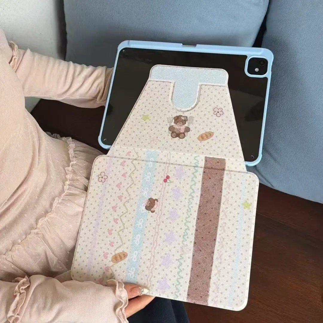 

Fer Island Wave Point Fold iPad Case For iPad Pro 11 13in 2025 iPad mini Pro 12.9in Air7 10th 11th M4/5 Rotate Protective Cover