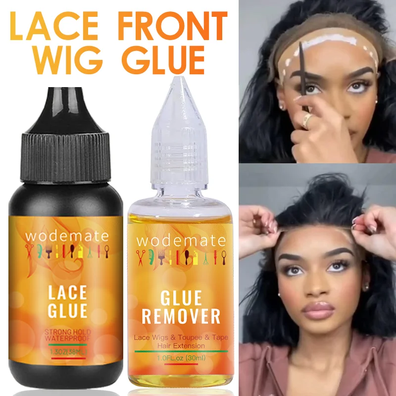 6 buah/lot lem Wig depan renda renda tahan air lem dan Set penghilang kuat + tongkat lilin untuk Wig Gel kontrol tepi Penataan Rambut