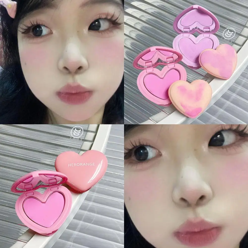 Love Heart Shape Blush Cream Monochrome Smooth Cheek Tint Mud Natural Matte Blusher Palette