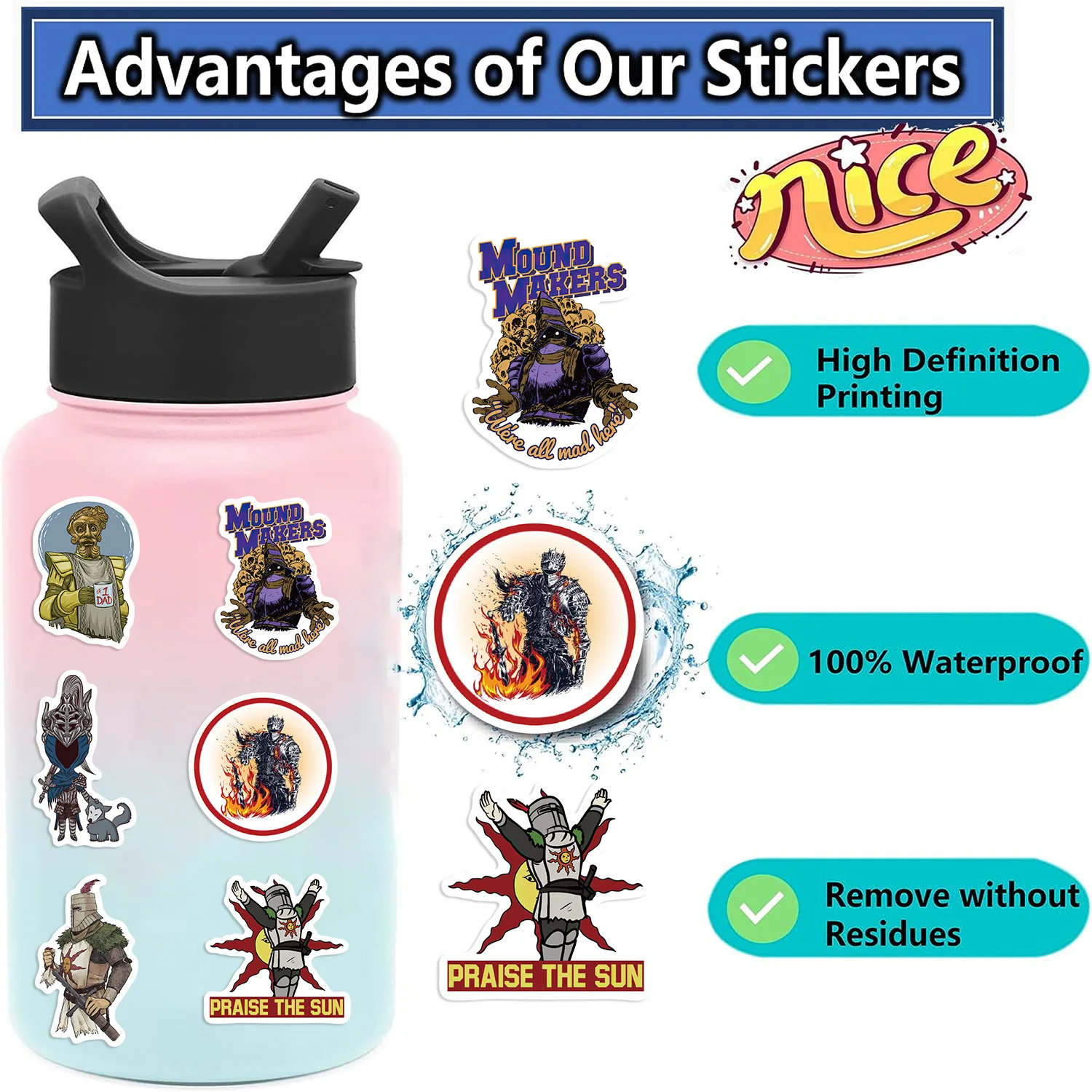 10/30/50pcs Dark Souls games Graffiti Stickers For Suitcase Skateboard Laptop Luggage Phone Car Styling DIY Pegatinas