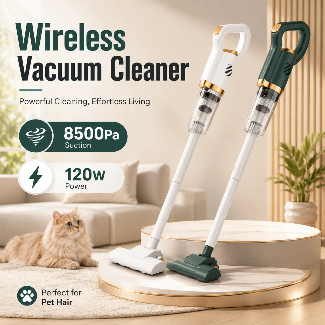 

8500Pa High Power Handheld Wireless Vacuum Cleaner 120W Portable Household And Car Dual Use Dust Cleaning Machine With Brush