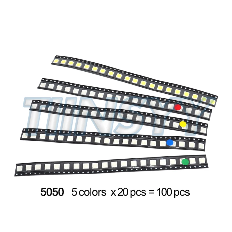 100pcs 0603 0805 1206 1210 5730 5050 SMD LED Light Emitting Diode Kit 5 colors Miniature LED Red White Yellow Green Blue
