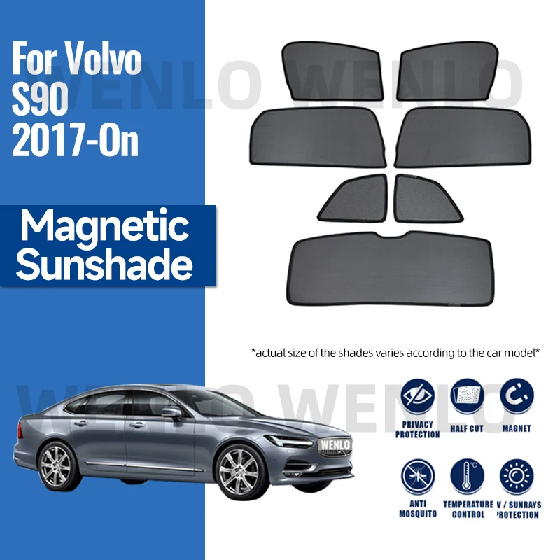 

Для Volvo S90 S 90 2017-2023, задняя зеркальная шторка, автомобильный солнцезащитный козырек, магнитная сетчатая Затемняющая шторка на лобовое стекло