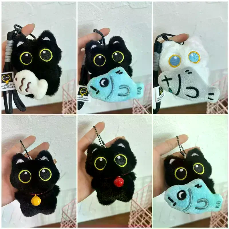 

Прекрасный плюшевый брелок с черным котом, подвеска в виде игрушечной сумки Kawaii, аксессуар для автомобильного брелока, идея подарка для пары
