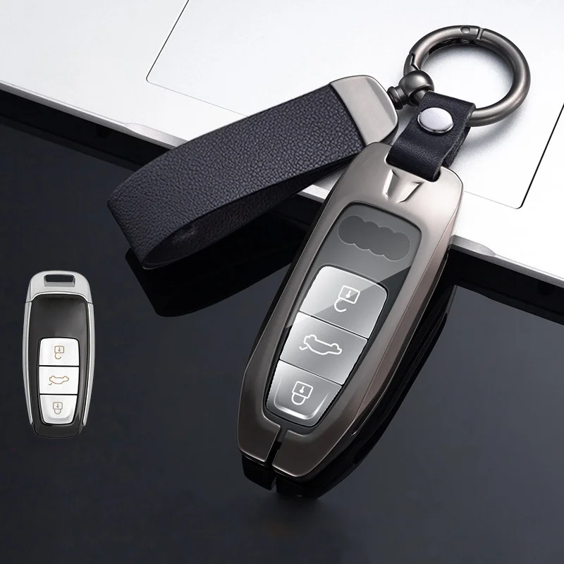 

Metal Car Remote Key Case Cover Shell Fob for Audi A3 A4 B9 A6 A7 4K A8 E-tron Q5 Q8 C8 D5 SQ8 Key Protection Bag Accessories