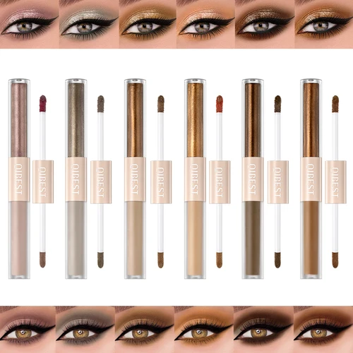 Imagen 2 del producto QIBEST doble extremo brillo mate sombra de ojos lápiz sombra de ojos maquillaje impermeable Bicolor Shimmer cosméticos herramienta de maquillaje de belleza