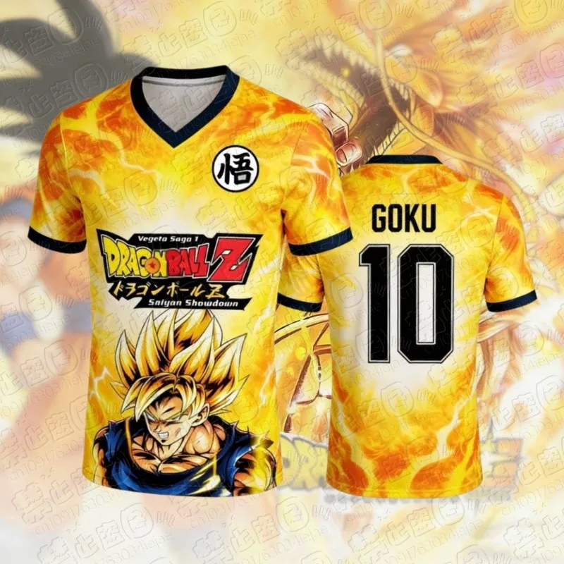2026 Dragon Ball Super Saiyan Goku Grafik-Fußballtrikot Sommer Sport Schnelltrocknend Herren T-Shirt Kinderbekleidung Damen T-Shirt