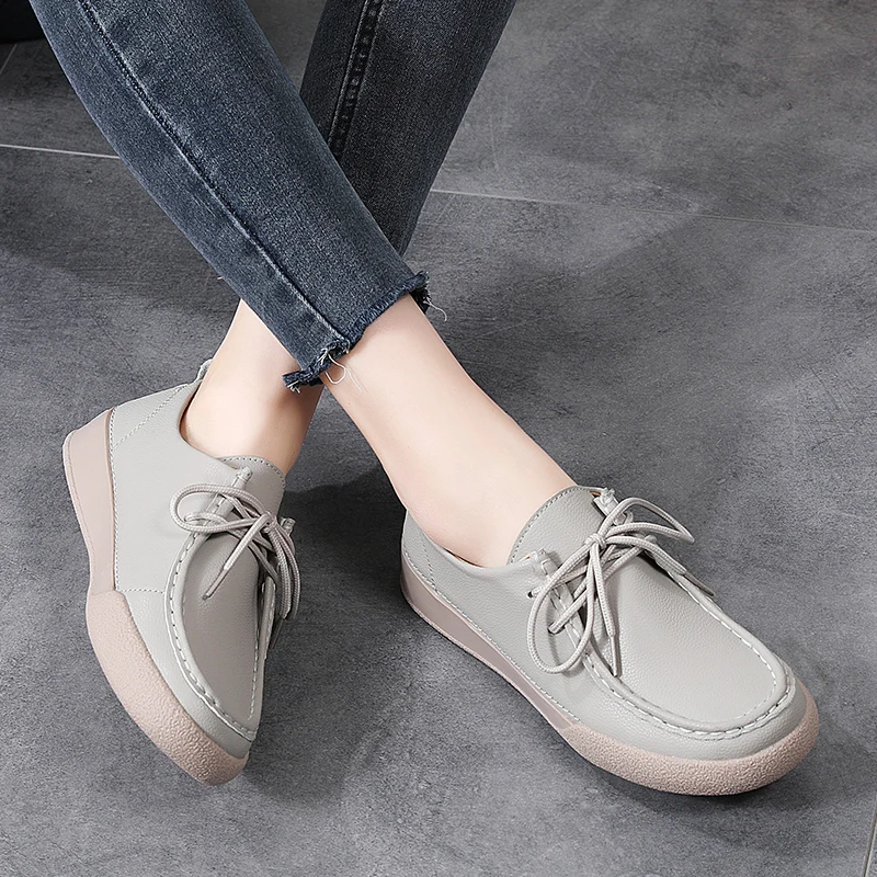 Design Shoes Ladies Loafers Fold Lazy Shoes Women Slip on Flats Genuine Leather Shoes Female Flats Fashion Zapatos Mujer