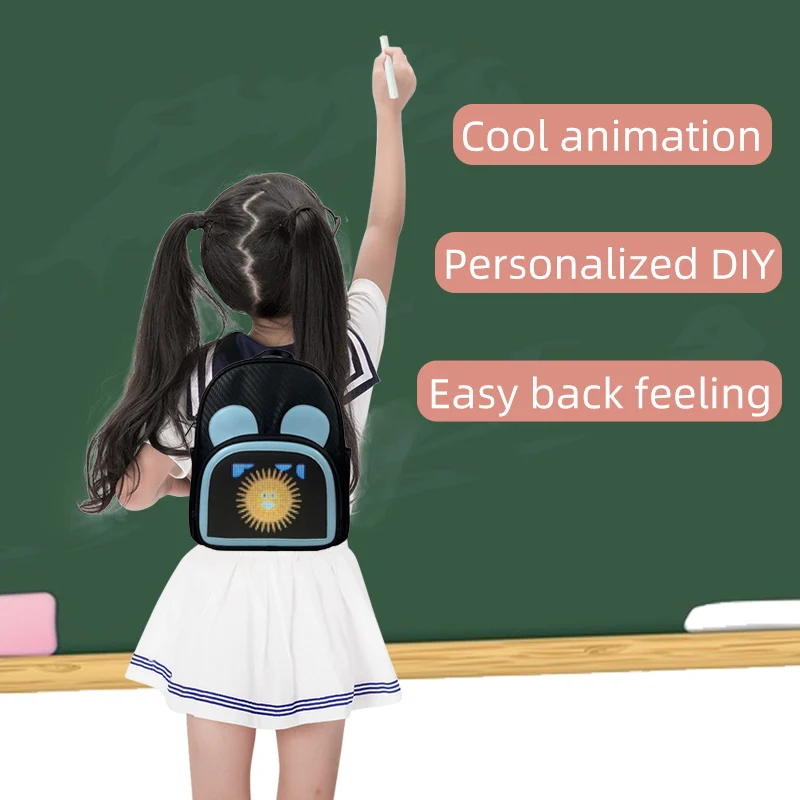 LED 배낭 여성용 어린이 가방 풀 컬러 스크린 프로그래밍 가능한 스크린 방수 배낭 App 제어 오토바이 OutdoorMochila