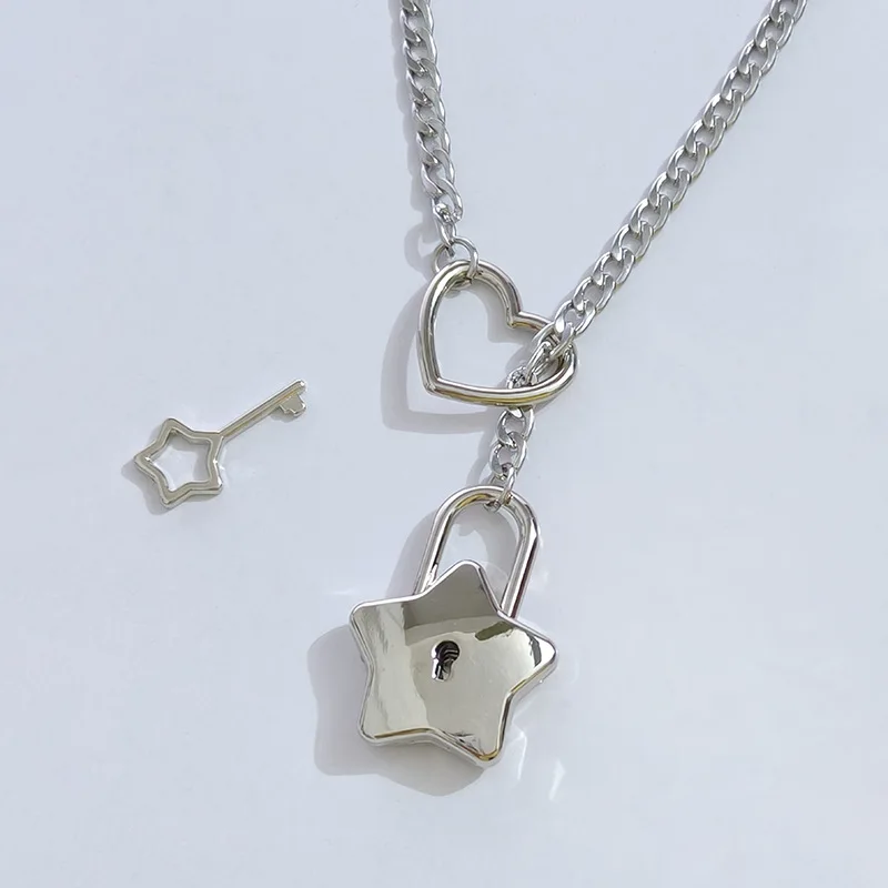 

Star Oring Slip Chain Choker Necklace For Women Cuban Link Chunky Chain Adjustable With Star Lock Punk Rock Jewelry