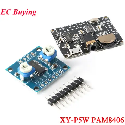 XY-P5W 블루투스 5.0 스테레오 오디오 파워 모듈, PAM8406 디지털 앰프 보드, 볼륨 전위차계 포함, 5W + 5W, 10 개, 1 개