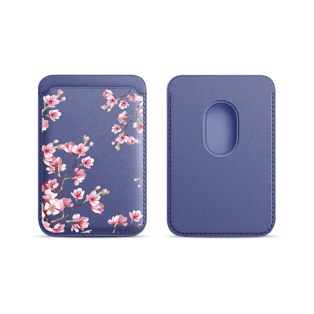 Kirschblüten-Leder-Kartenetui Handy-Kartenhalter Magnetische Hülle Geeignet für alle iPhone Magsafe-Karten-Handy-Rückseiten-Taschen – Detail 20