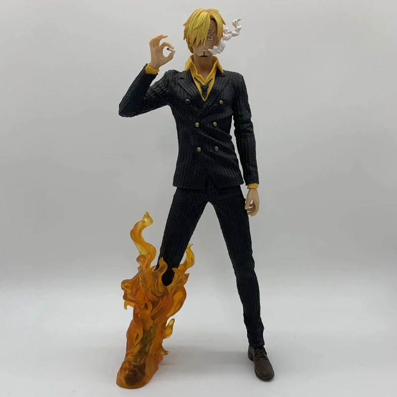 

Аниме-фигурка 32 см, дизайн в черном костюме с огненной подставкой, коллекционная статуэтка для взрослых фанатов аниме и коллекционеров