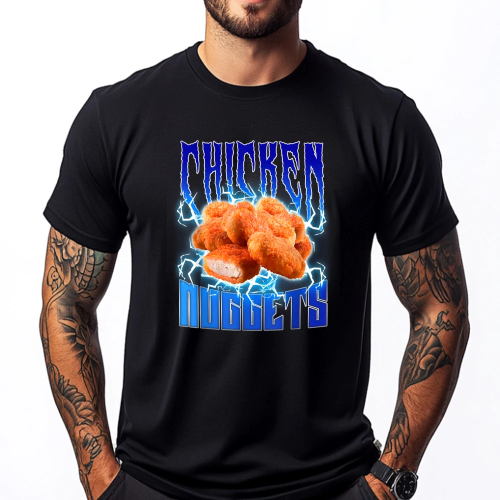 Chicken Nuggets Heavy Metal Funny Chicken Nugget Lover Graphic Shirts Men's Shirts Korean