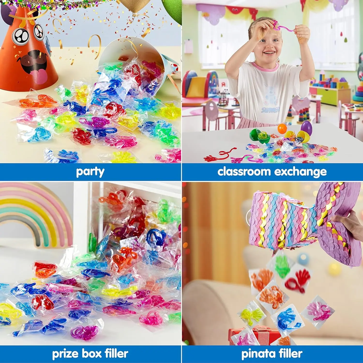 120Pcs Sticky Hands Party Favors, Party Table Favor Set for Kids, Holiday Traditions, Xmas Gift, Bendy Tube, Bendy Tubes,