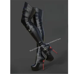 Black Over Knee High Platform Boots Thin High Heel  Fashion Sexy Novel 2023 Summer Casual Big Size Woman Shoes Zapatillas Mujer