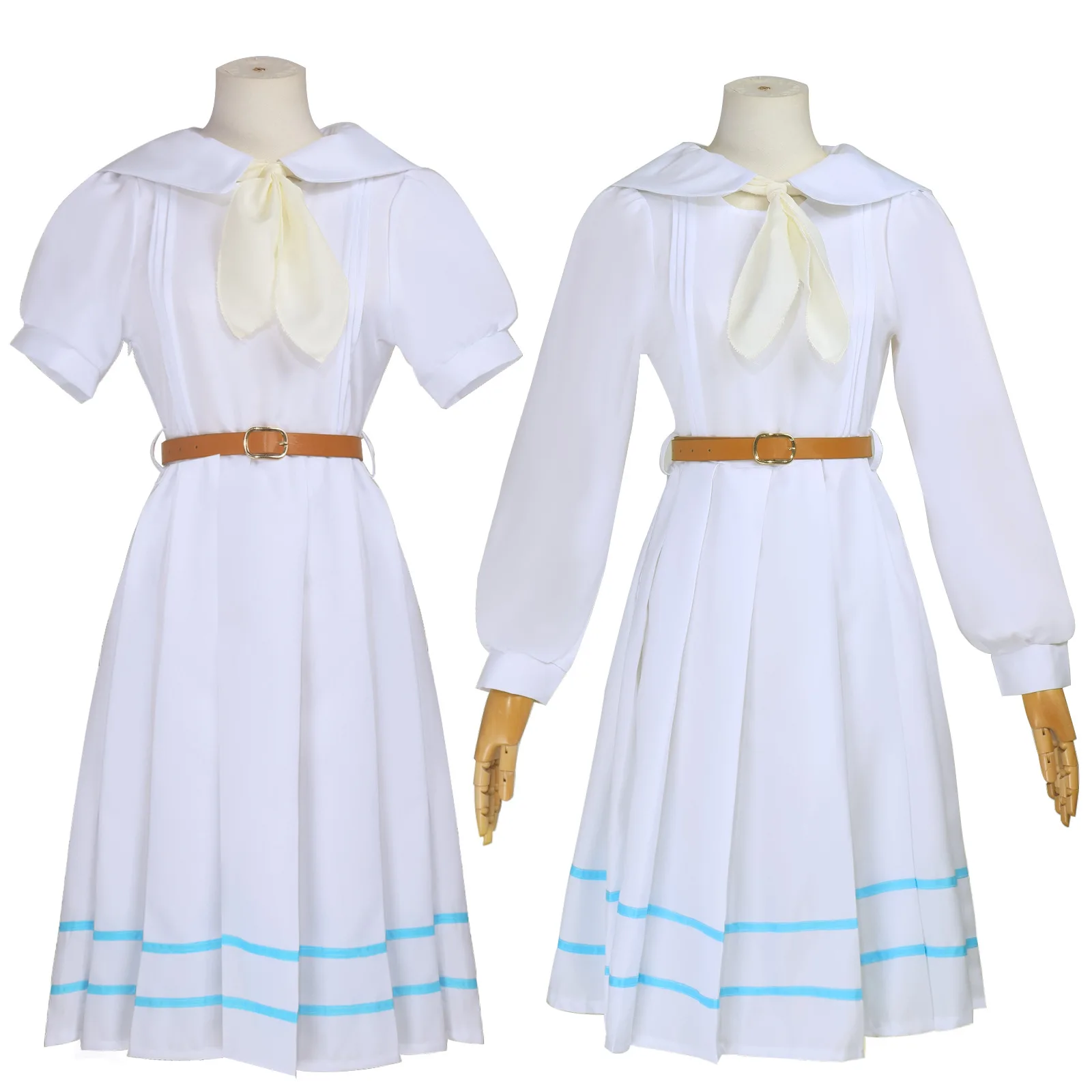 Women Haru Rabbit Short Sleeve Dress with Headwear Socks Anime Beastars Cosplay Costume White Sailor Uniform Halloween Carnival view 3