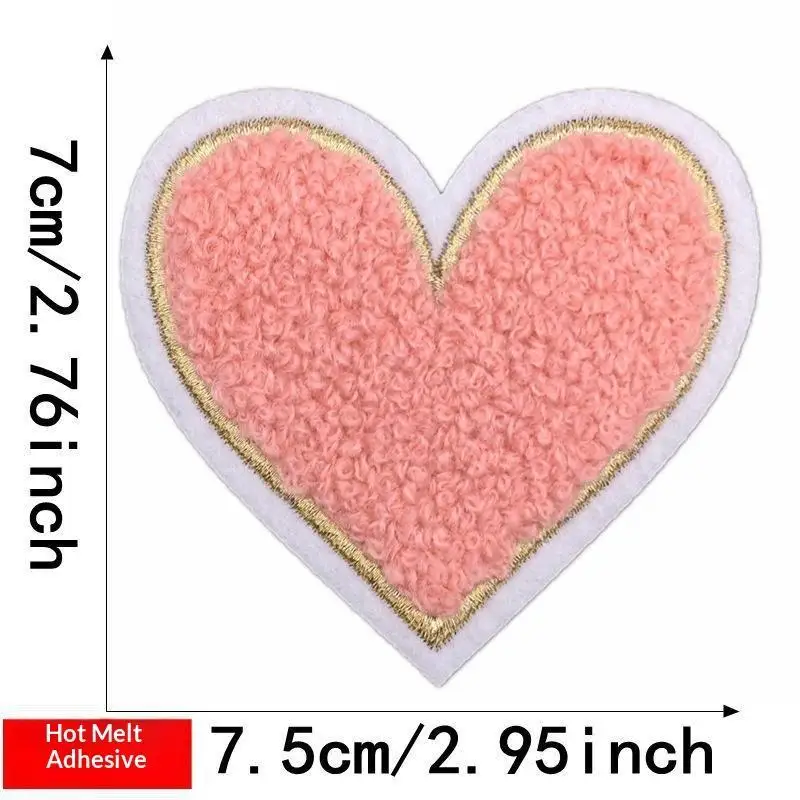Mehrfarbige Handtuch-Stickerei-Herz-Aufnäher zum Aufbügeln, weich, flauschig, einfach anzubringen, perfekt für DIY-Jacken, Taschen, Bastelarbeiten, Dekorationen. – Detail 7