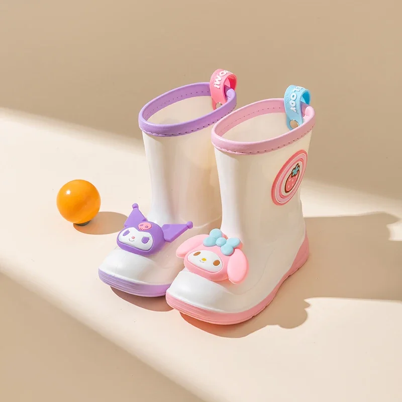 Child Rain Boots Sanrioed sanrio Girl Rain Boots Anime Cinnamoroll Kuromi Water Proof Anti-Slip Kawaii Rain Glue Boots