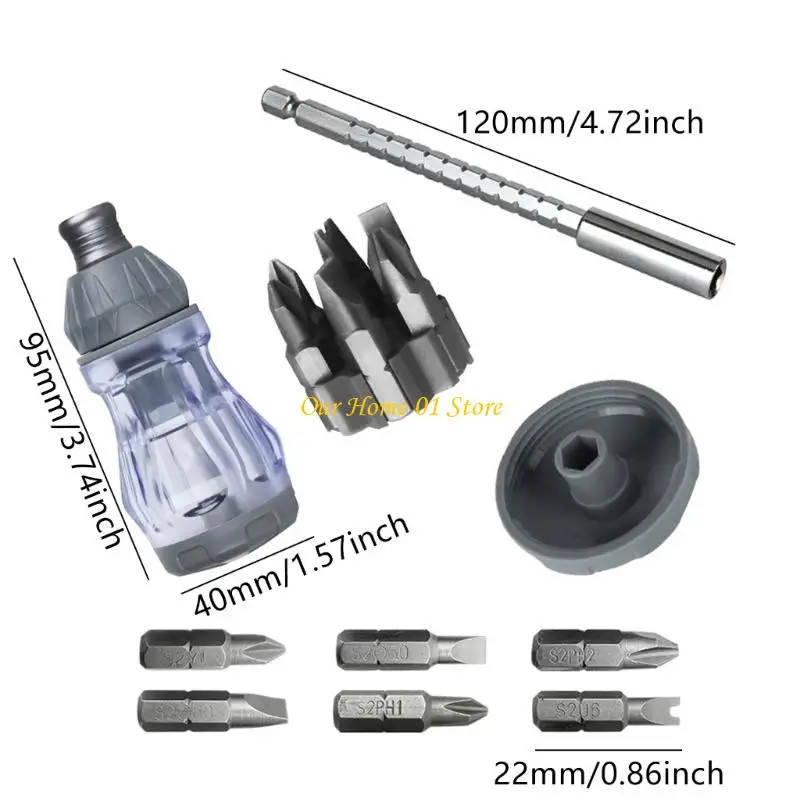 M4YC 12Piece Effective Ratcheting Screwdriver Set with Bit Holders and High Torques Design for Professional Use