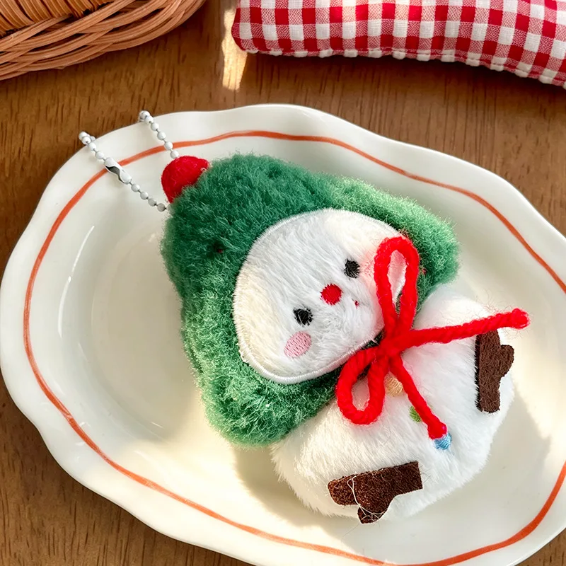 9pcs/Set Chrismas Plush Keychain Santa Claus Snowman Soft Cute Backpack Bag Pendant Chain Charms Keyrings Party Chrismas Gifts - view 6