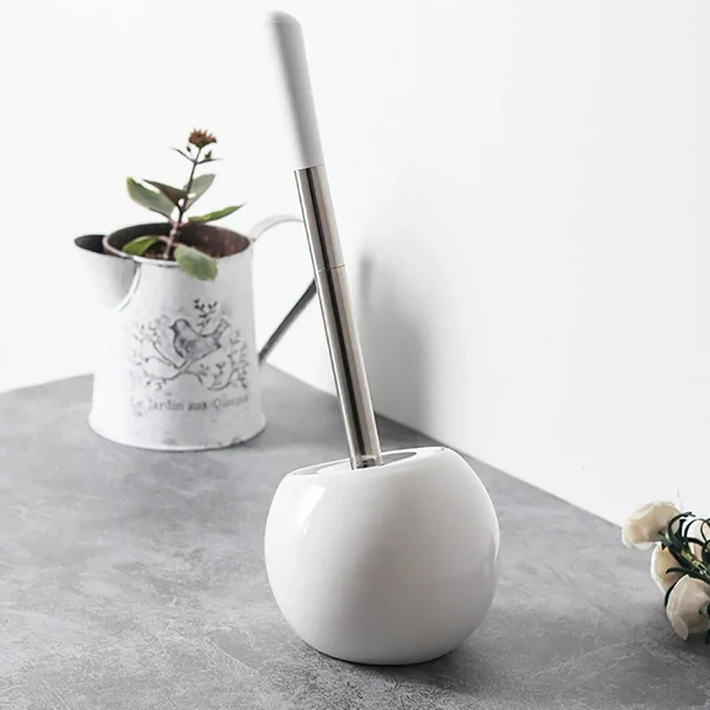Ceramic Toilet Brush Household Bathroom Cleaning Supplies Toilet Brush Bathroom Decoration Creative Tilt Durable Toilet Brush