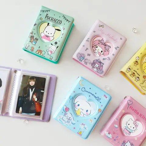 Anime Sanrio Card Book Photo Album Hello Kitty Kuromi Melody Cinnamoroll Pochacco 3-Inch Mini Truck Card Binder Ornaments Gifts